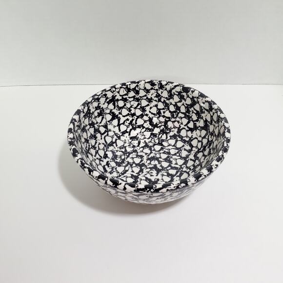 Vintage Gaetano Pottery 8" Serving Bowl Black White Splatter Ceramic MCM USA - Picture 3 of 10
